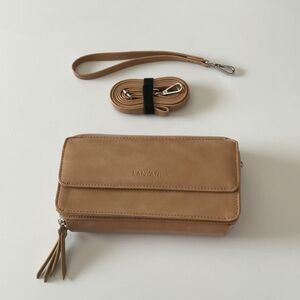 Tan Crossbody Wallet Wristlet Purse with Phone Pocket NWOT